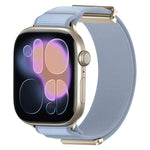 Correia de relógio em nylon com ponta metálica magnética articulada dupla, para Apple Watch 49mm / 46mm / 45mm / 44mm, para Apple Watch 42mm / 41mm / 40mm / 38mm
