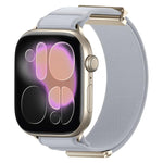 Correia de relógio em nylon com ponta metálica magnética articulada dupla, para Apple Watch 49mm / 46mm / 45mm / 44mm, para Apple Watch 42mm / 41mm / 40mm / 38mm