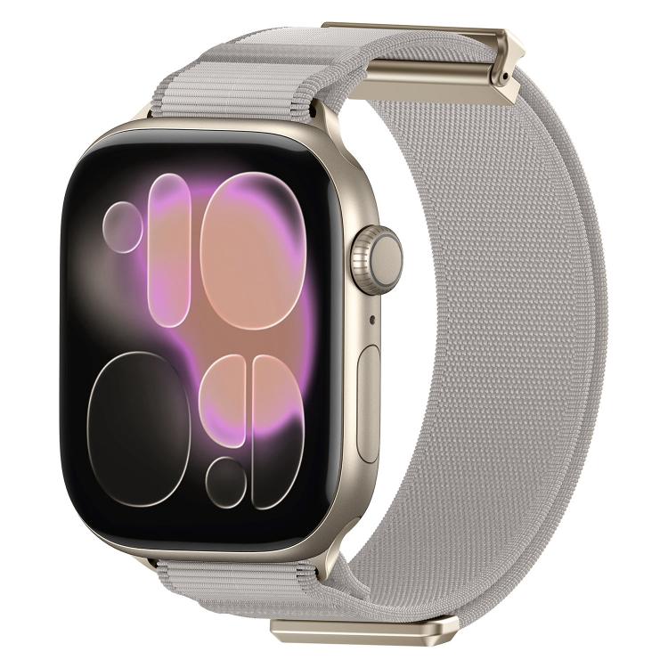 Correia de relógio em nylon com ponta metálica magnética articulada dupla, para Apple Watch 49mm / 46mm / 45mm / 44mm, para Apple Watch 42mm / 41mm / 40mm / 38mm