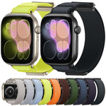 Correia de relógio em nylon com ponta metálica magnética articulada dupla, para Apple Watch 49mm / 46mm / 45mm / 44mm, para Apple Watch 42mm / 41mm / 40mm / 38mm