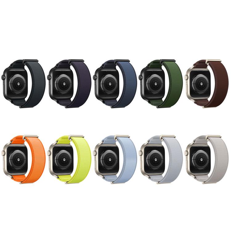 Correia de relógio em nylon com ponta metálica magnética articulada dupla, para Apple Watch 49mm / 46mm / 45mm / 44mm, para Apple Watch 42mm / 41mm / 40mm / 38mm