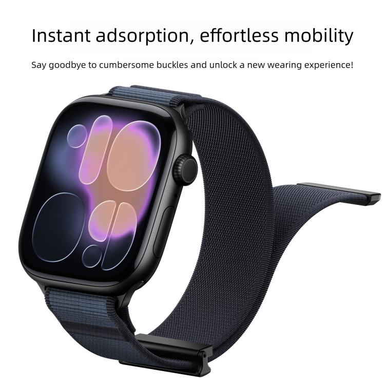 Correia de relógio em nylon com ponta metálica magnética articulada dupla, para Apple Watch 49mm / 46mm / 45mm / 44mm, para Apple Watch 42mm / 41mm / 40mm / 38mm