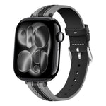 Correia de relógio em pele genuína com costura composta, para Apple Watch 46mm / 49mm / 45mm / 44mm, para Apple Watch 42mm / 41mm / 40mm / 38mm