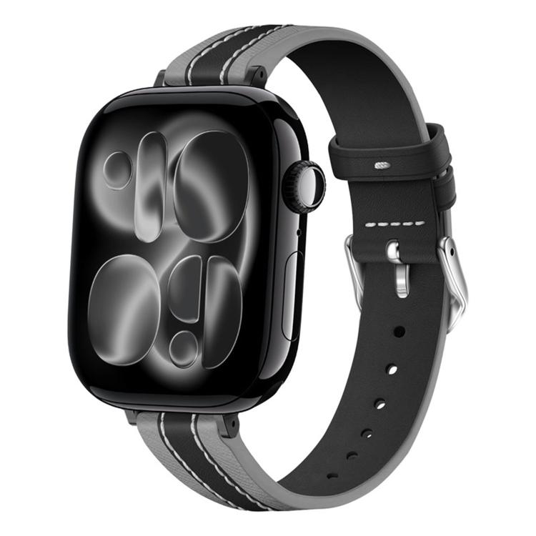 Correia de relógio em pele genuína com costura composta, para Apple Watch 46mm / 49mm / 45mm / 44mm, para Apple Watch 42mm / 41mm / 40mm / 38mm