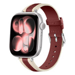 Correia de relógio em pele genuína com costura composta, para Apple Watch 46mm / 49mm / 45mm / 44mm, para Apple Watch 42mm / 41mm / 40mm / 38mm