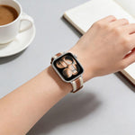 Correia de relógio em pele genuína com costura composta, para Apple Watch 46mm / 49mm / 45mm / 44mm, para Apple Watch 42mm / 41mm / 40mm / 38mm