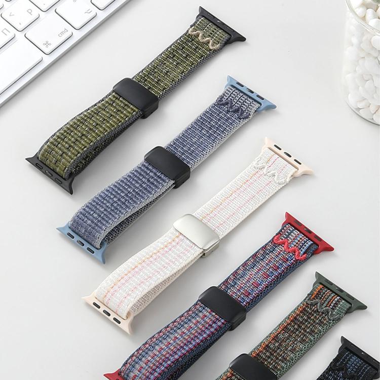 Correia de relógio de nylon com fivela magnética, para Apple Watch 46mm / 49mm / 45mm / 44mm, para Apple Watch 42mm / 41mm / 40mm / 38mm