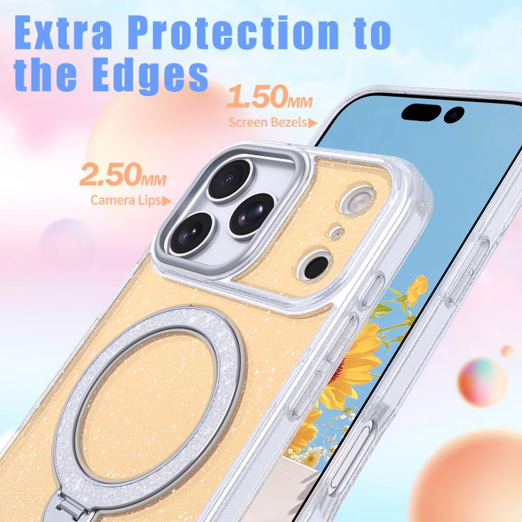 Capa de telemóvel com suporte magnético e glitter estrelado, para iPhone 17 Pro Max, para iPhone 17 Pro, para iPhone 17