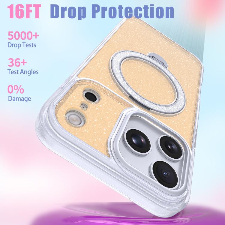Starry Glitter Magnetic Holder Phone Case, For iPhone 18 Pro / 17 Pro, For iPhone 18 Pro Max / 17 Pro Max, For iPhone 17