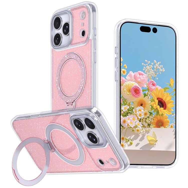 Capa de telemóvel com suporte magnético e glitter estrelado, para iPhone 17 Pro Max, para iPhone 17 Pro, para iPhone 17