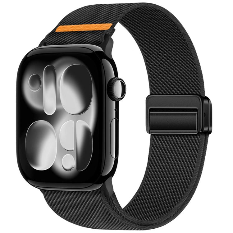 Correia de relógio de nylon com fivela magnética dupla e costura simples, para Apple Watch 49mm / 46mm / 45mm / 44mm, para Apple Watch 42mm / 41mm / 40mm / 38mm