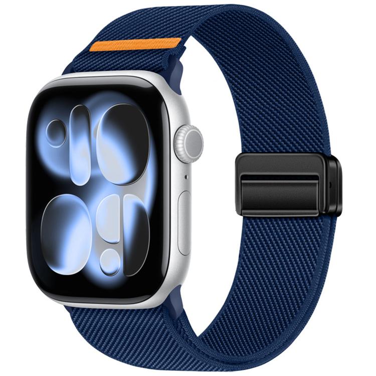 Correia de relógio de nylon com fivela magnética dupla e costura simples, para Apple Watch 49mm / 46mm / 45mm / 44mm, para Apple Watch 42mm / 41mm / 40mm / 38mm