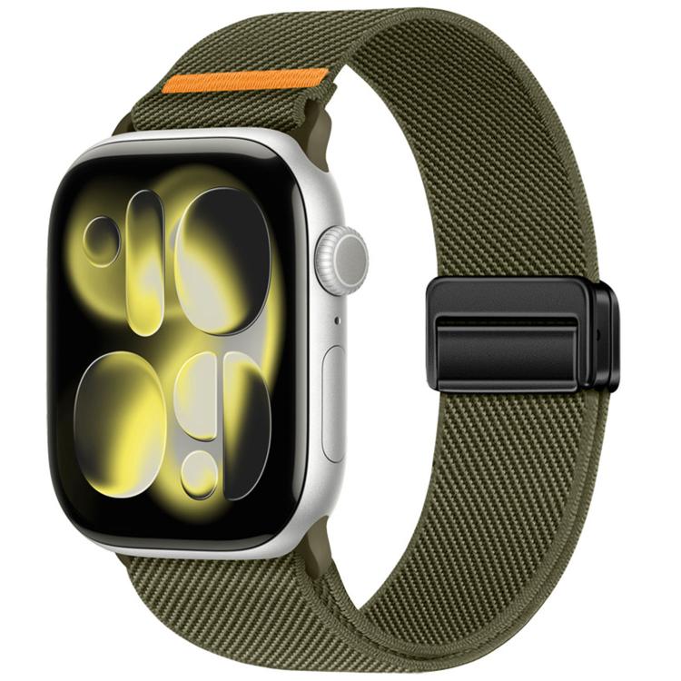 Correia de relógio de nylon com fivela magnética dupla e costura simples, para Apple Watch 49mm / 46mm / 45mm / 44mm, para Apple Watch 42mm / 41mm / 40mm / 38mm