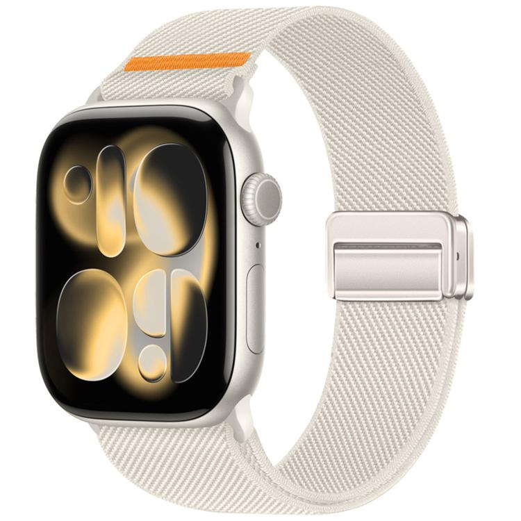Correia de relógio de nylon com fivela magnética dupla e costura simples, para Apple Watch 49mm / 46mm / 45mm / 44mm, para Apple Watch 42mm / 41mm / 40mm / 38mm