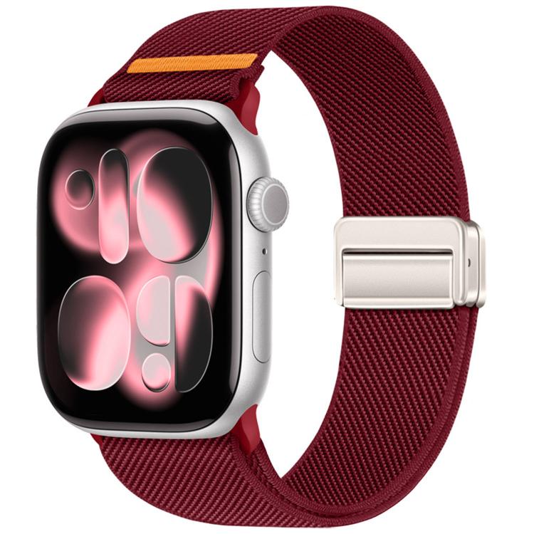 Correia de relógio de nylon com fivela magnética dupla e costura simples, para Apple Watch 49mm / 46mm / 45mm / 44mm, para Apple Watch 42mm / 41mm / 40mm / 38mm