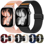 Correia de relógio de nylon com fivela magnética dupla e costura simples, para Apple Watch 49mm / 46mm / 45mm / 44mm, para Apple Watch 42mm / 41mm / 40mm / 38mm