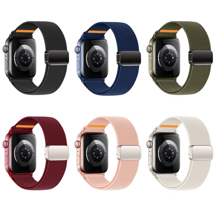 Correia de relógio de nylon com fivela magnética dupla e costura simples, para Apple Watch 49mm / 46mm / 45mm / 44mm, para Apple Watch 42mm / 41mm / 40mm / 38mm