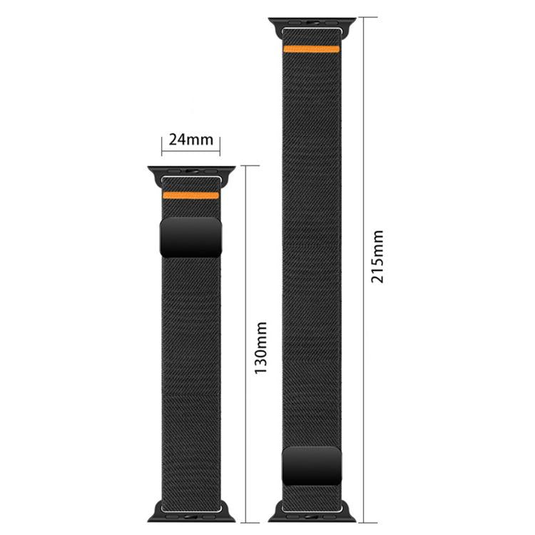 Correia de relógio de nylon com fivela magnética dupla e costura simples, para Apple Watch 49mm / 46mm / 45mm / 44mm, para Apple Watch 42mm / 41mm / 40mm / 38mm