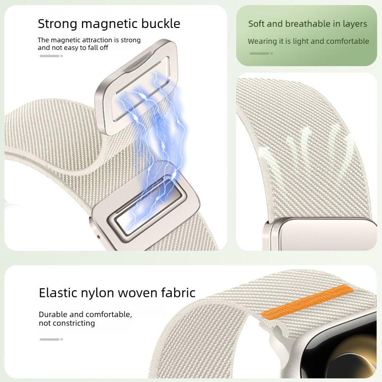 Correia de relógio de nylon com fivela magnética dupla e costura simples, para Apple Watch 49mm / 46mm / 45mm / 44mm, para Apple Watch 42mm / 41mm / 40mm / 38mm