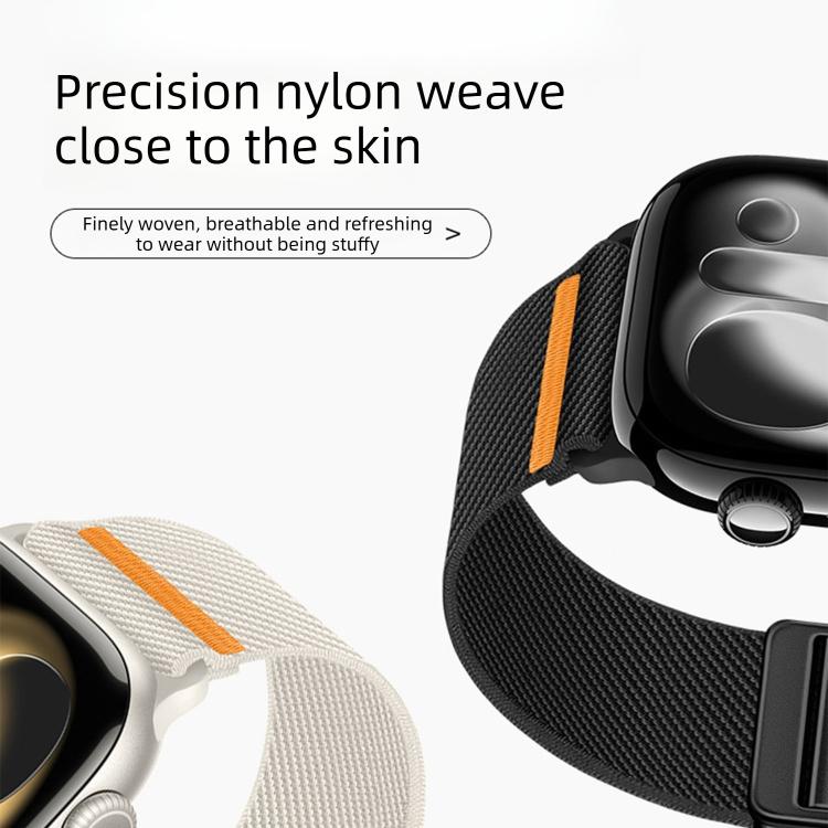 Correia de relógio de nylon com fivela magnética dupla e costura simples, para Apple Watch 49mm / 46mm / 45mm / 44mm, para Apple Watch 42mm / 41mm / 40mm / 38mm