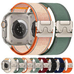 Correia de relógio de nylon trançado com fivela refletora, para Apple Watch 49mm / 46mm / 45mm / 44mm, para Apple Watch 42mm / 41mm / 40mm / 38mm