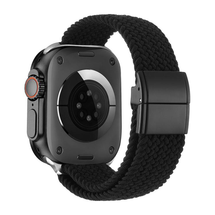 Correia de relógio de nylon trançado com fecho magnético de fivela metálica, para Apple Watch 49mm / 46mm / 45mm / 44mm, para Apple Watch 42mm / 41mm / 40mm / 38mm