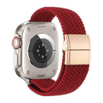 Correia de relógio de nylon trançado com fecho magnético de fivela metálica, para Apple Watch 49mm / 46mm / 45mm / 44mm, para Apple Watch 42mm / 41mm / 40mm / 38mm