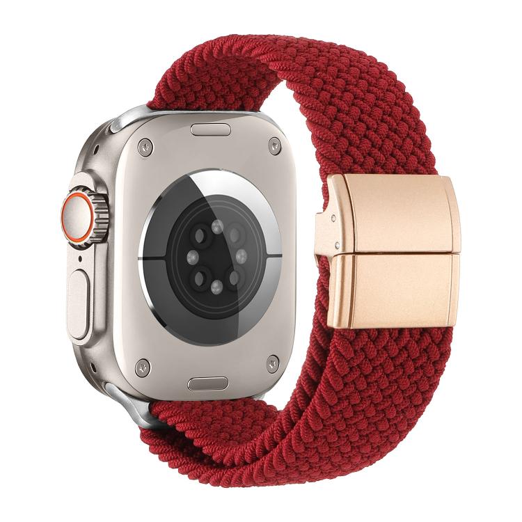 Correia de relógio de nylon trançado com fecho magnético de fivela metálica, para Apple Watch 49mm / 46mm / 45mm / 44mm, para Apple Watch 42mm / 41mm / 40mm / 38mm