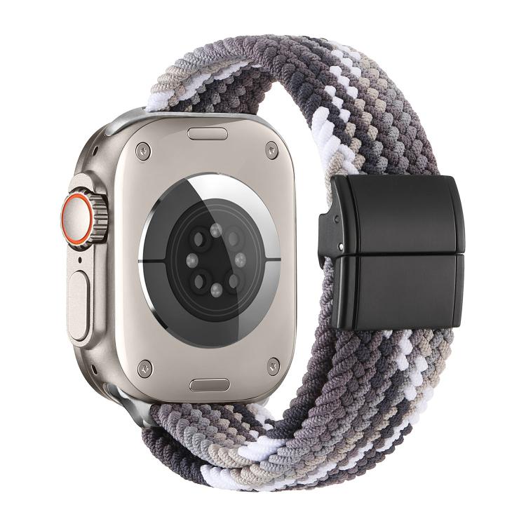 Correia de relógio de nylon trançado com fecho magnético de fivela metálica, para Apple Watch 49mm / 46mm / 45mm / 44mm, para Apple Watch 42mm / 41mm / 40mm / 38mm