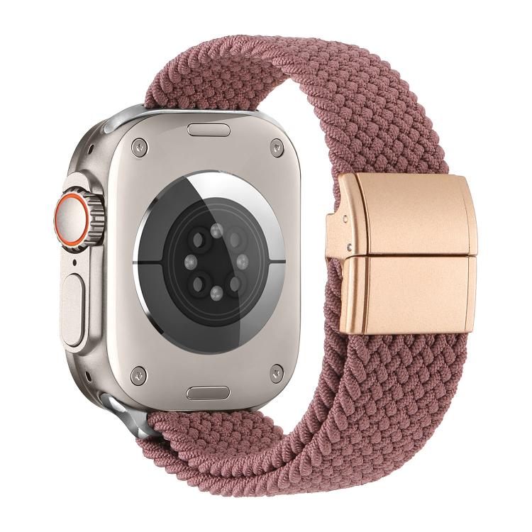 Correia de relógio de nylon trançado com fecho magnético de fivela metálica, para Apple Watch 49mm / 46mm / 45mm / 44mm, para Apple Watch 42mm / 41mm / 40mm / 38mm