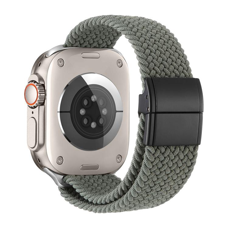 Correia de relógio de nylon trançado com fecho magnético de fivela metálica, para Apple Watch 49mm / 46mm / 45mm / 44mm, para Apple Watch 42mm / 41mm / 40mm / 38mm