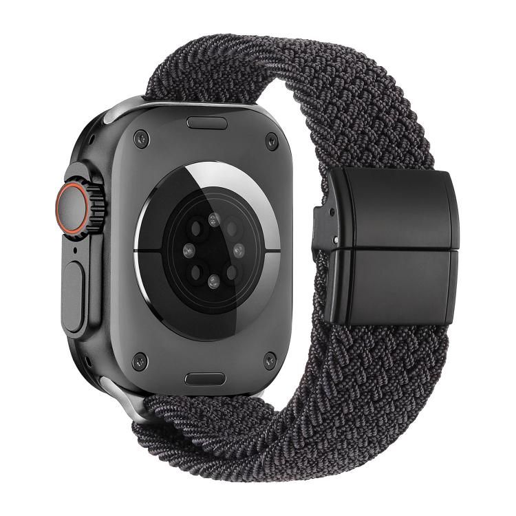 Correia de relógio de nylon trançado com fecho magnético de fivela metálica, para Apple Watch 49mm / 46mm / 45mm / 44mm, para Apple Watch 42mm / 41mm / 40mm / 38mm