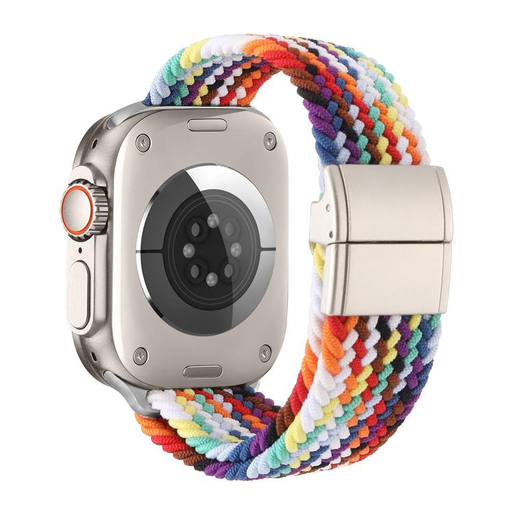 Correia de relógio de nylon trançado com fecho magnético de fivela metálica, para Apple Watch 49mm / 46mm / 45mm / 44mm, para Apple Watch 42mm / 41mm / 40mm / 38mm