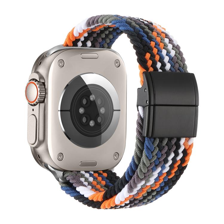 Correia de relógio de nylon trançado com fecho magnético de fivela metálica, para Apple Watch 49mm / 46mm / 45mm / 44mm, para Apple Watch 42mm / 41mm / 40mm / 38mm