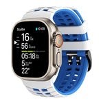 Correia de relógio de silicone com textura de pneu bicolor e dois furos, para Apple Watch 49mm / 46mm / 45mm / 44mm