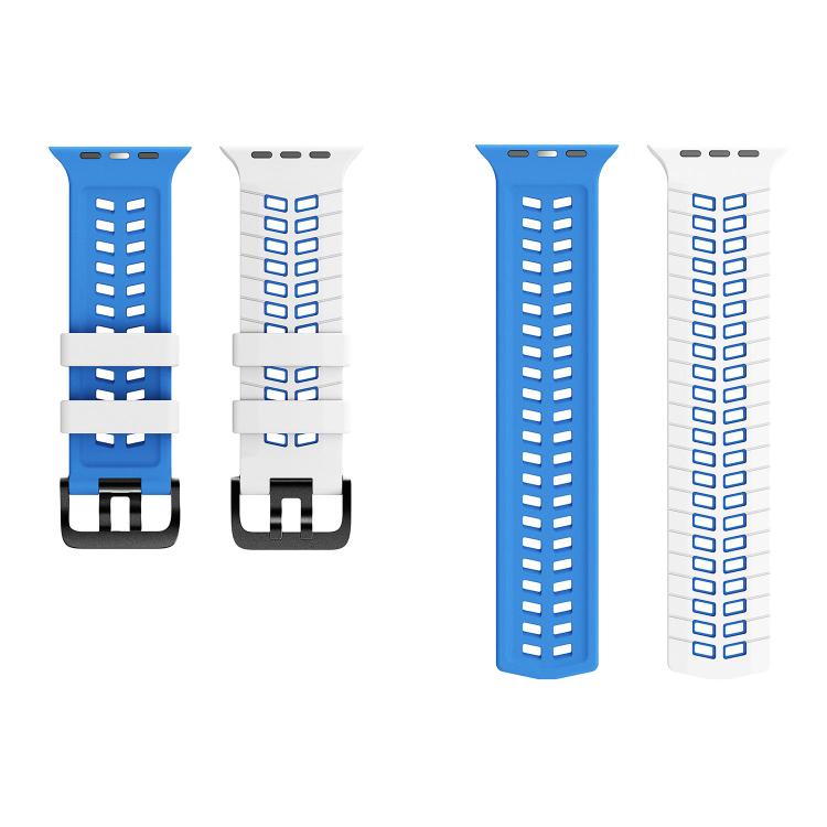 Correia de relógio de silicone com textura de pneu bicolor e dois furos, para Apple Watch 49mm / 46mm / 45mm / 44mm