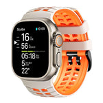 Correia de relógio de silicone com textura de pneu bicolor e dois furos, para Apple Watch 49mm / 46mm / 45mm / 44mm