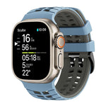 Correia de relógio de silicone com textura de pneu bicolor e dois furos, para Apple Watch 49mm / 46mm / 45mm / 44mm