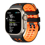 Correia de relógio de silicone com textura de pneu bicolor e dois furos, para Apple Watch 49mm / 46mm / 45mm / 44mm