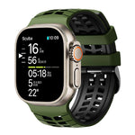 Correia de relógio de silicone com textura de pneu bicolor e dois furos, para Apple Watch 49mm / 46mm / 45mm / 44mm