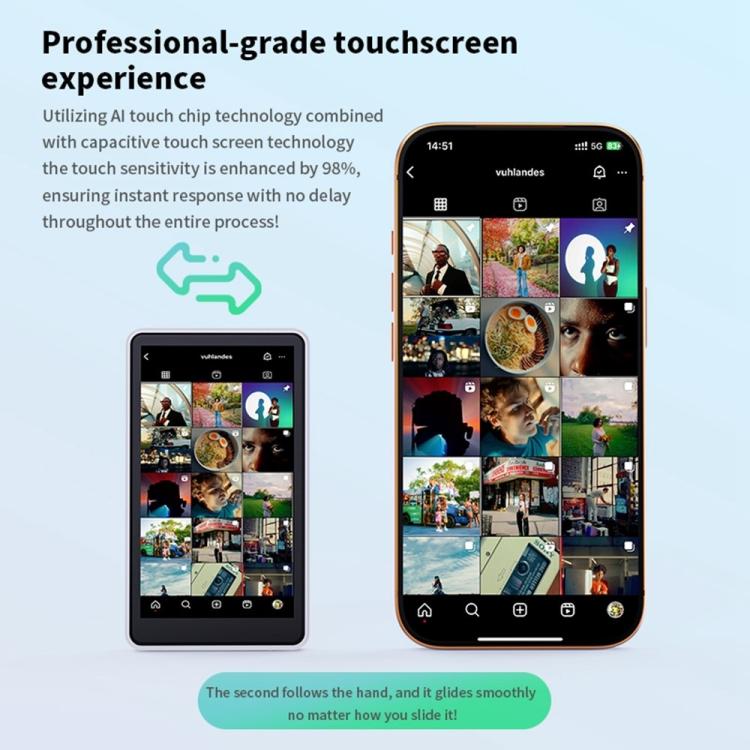 TP01 Ecrã Selfie Magnético para Fotografia com Telemóvel, Ecrã Tátil de 4,02 Polegadas