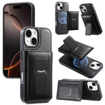 CaseNeo Retro Hinge Folding Wallet Magnetic Back Phone Case, For iPhone 17e / 16e, For iPhone 17 Pro Max, For iPhone 17 Pro, For iPhone 17, For iPhone Air, For iPhone 16 Pro Max, For iPhone 16 Pro, For iPhone 16 Plus, For iPhone 16, For iPhone 15 Pro M...