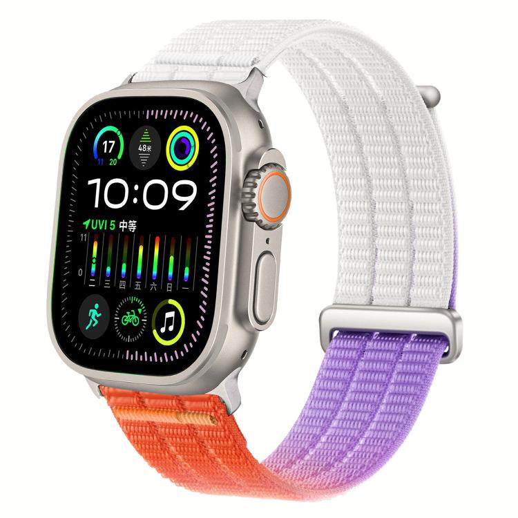 Pulseira de Relógio com Loop Respirável em Nylon com Duplo Elo e Cabeça Metálica, Para Apple Watch 46mm / 49mm / 45mm / 44mm, Para Apple Watch 42mm / 41mm / 40mm / 38mm