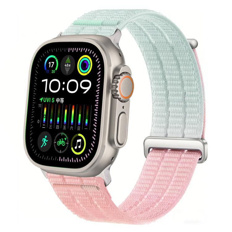 Pulseira de Relógio com Loop Respirável em Nylon com Duplo Elo e Cabeça Metálica, Para Apple Watch 46mm / 49mm / 45mm / 44mm, Para Apple Watch 42mm / 41mm / 40mm / 38mm
