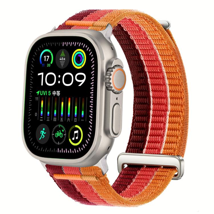 Pulseira de Relógio com Loop Respirável em Nylon com Duplo Elo e Cabeça Metálica, Para Apple Watch 46mm / 49mm / 45mm / 44mm, Para Apple Watch 42mm / 41mm / 40mm / 38mm