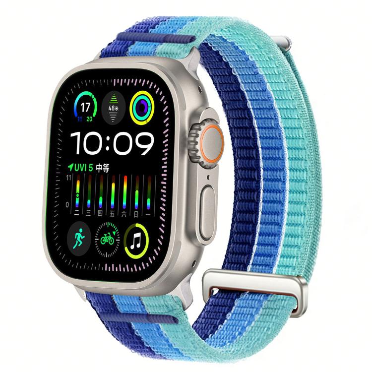 Pulseira de Relógio com Loop Respirável em Nylon com Duplo Elo e Cabeça Metálica, Para Apple Watch 46mm / 49mm / 45mm / 44mm, Para Apple Watch 42mm / 41mm / 40mm / 38mm