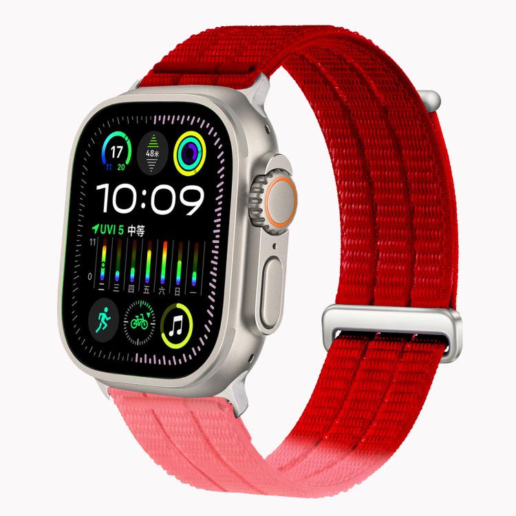 Pulseira de Relógio com Loop Respirável em Nylon com Duplo Elo e Cabeça Metálica, Para Apple Watch 46mm / 49mm / 45mm / 44mm, Para Apple Watch 42mm / 41mm / 40mm / 38mm