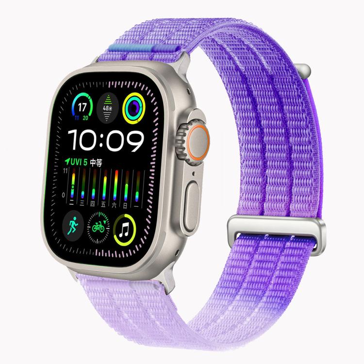 Pulseira de Relógio com Loop Respirável em Nylon com Duplo Elo e Cabeça Metálica, Para Apple Watch 46mm / 49mm / 45mm / 44mm, Para Apple Watch 42mm / 41mm / 40mm / 38mm