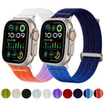 Pulseira de Relógio com Loop Respirável em Nylon com Duplo Elo e Cabeça Metálica, Para Apple Watch 46mm / 49mm / 45mm / 44mm, Para Apple Watch 42mm / 41mm / 40mm / 38mm