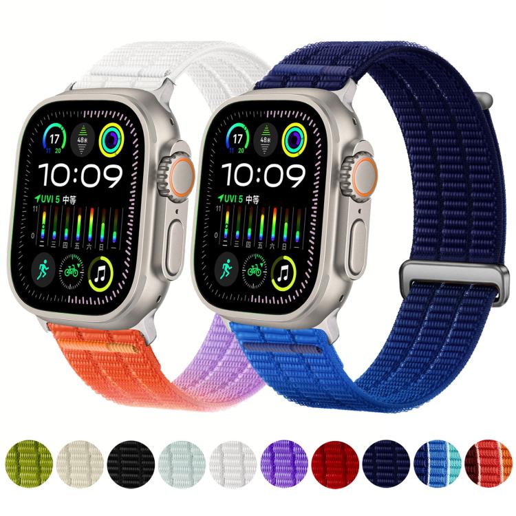 Pulseira de Relógio com Loop Respirável em Nylon com Duplo Elo e Cabeça Metálica, Para Apple Watch 46mm / 49mm / 45mm / 44mm, Para Apple Watch 42mm / 41mm / 40mm / 38mm
